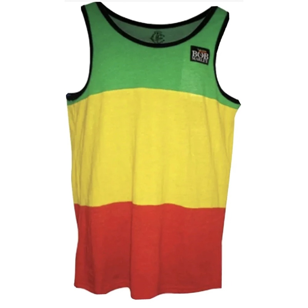 AUTHENTIC BOB MARLEY STRIPE RASTA TANK REGGAE ADULT MENS TANK TOP SHIRT M
